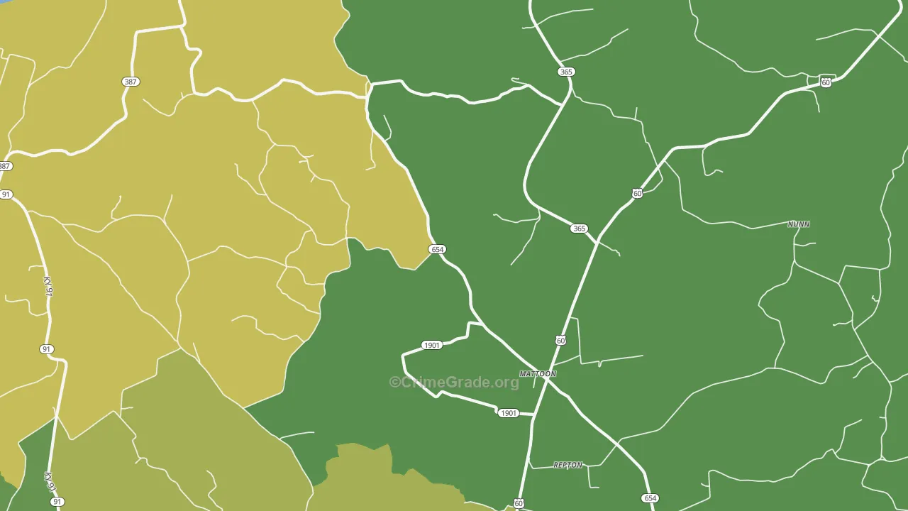 Mattoon, KY Map of Robbery Rates