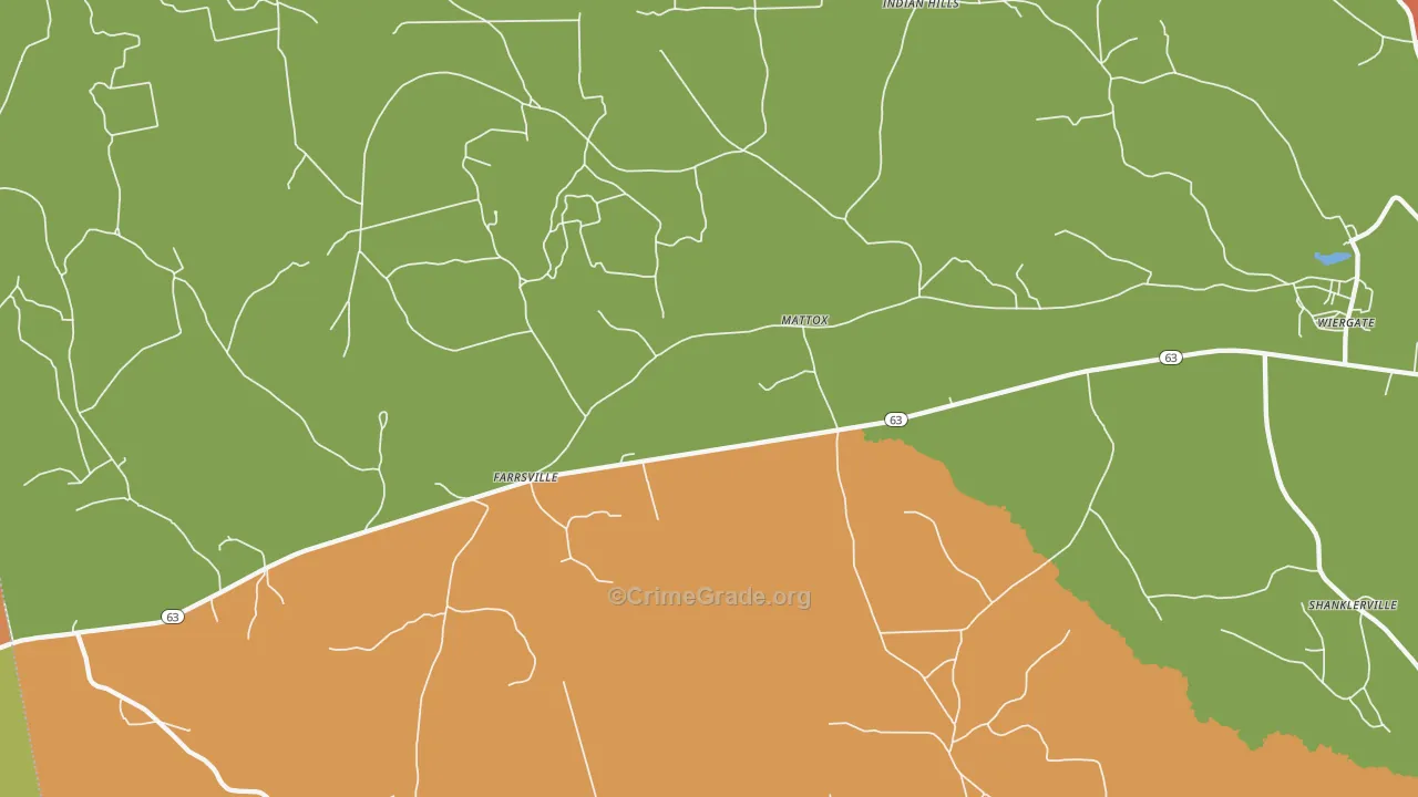 Mattox, TX Map of Robbery Rates