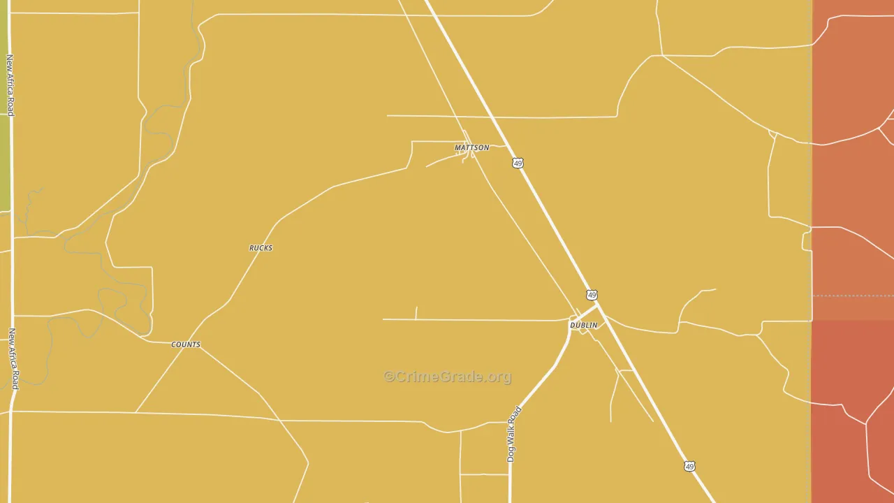 Mattson, MS Map of Robbery Rates