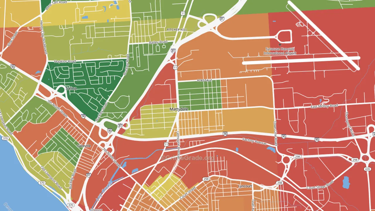 Mattydale, NY Map of Robbery Rates