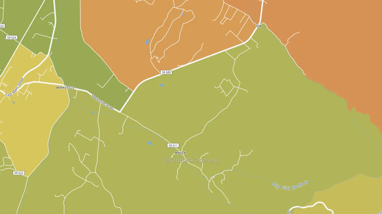 Mauck, VA Map of Robbery Rates