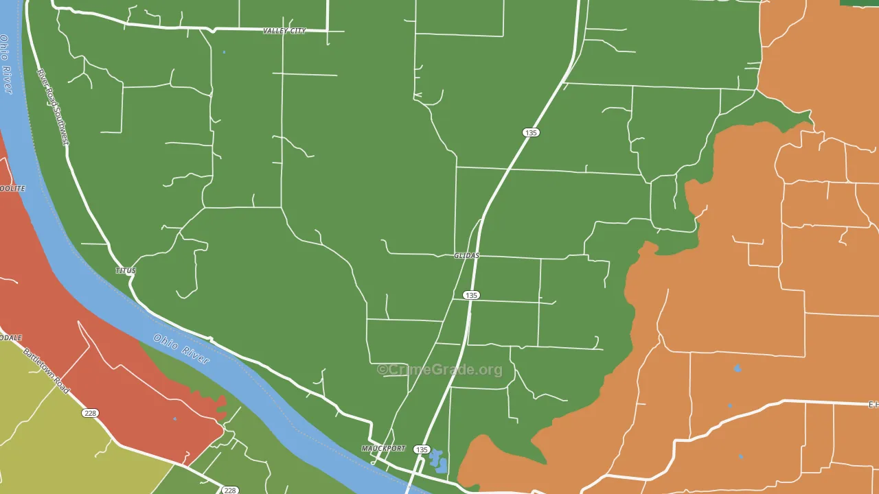 Mauckport, IN Map of Robbery Rates