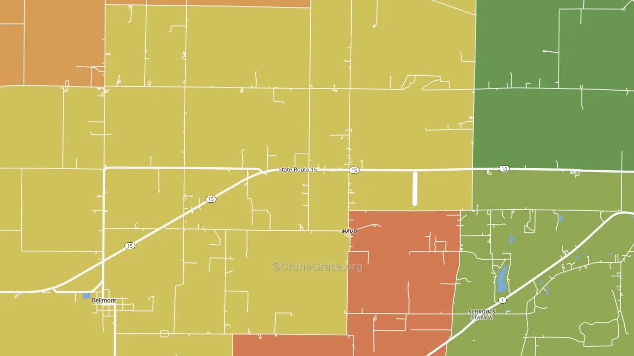 Maud, IL Map of Robbery Rates