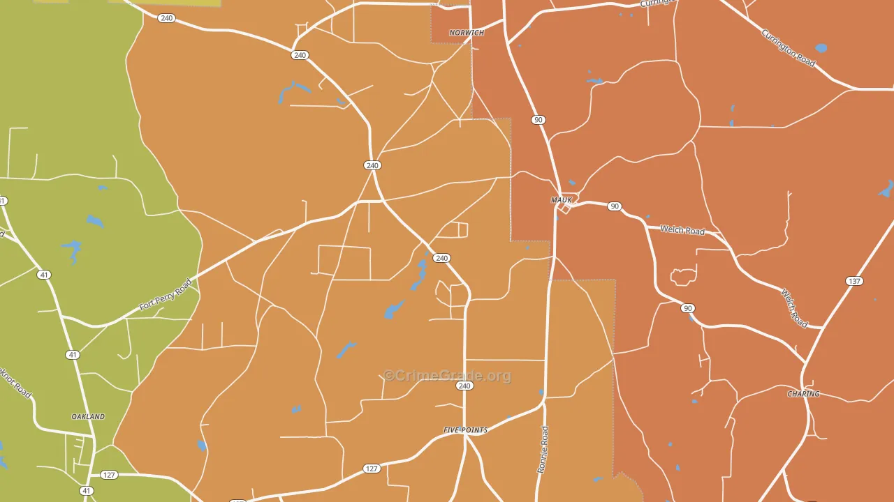 Mauk, GA Map of Robbery Rates