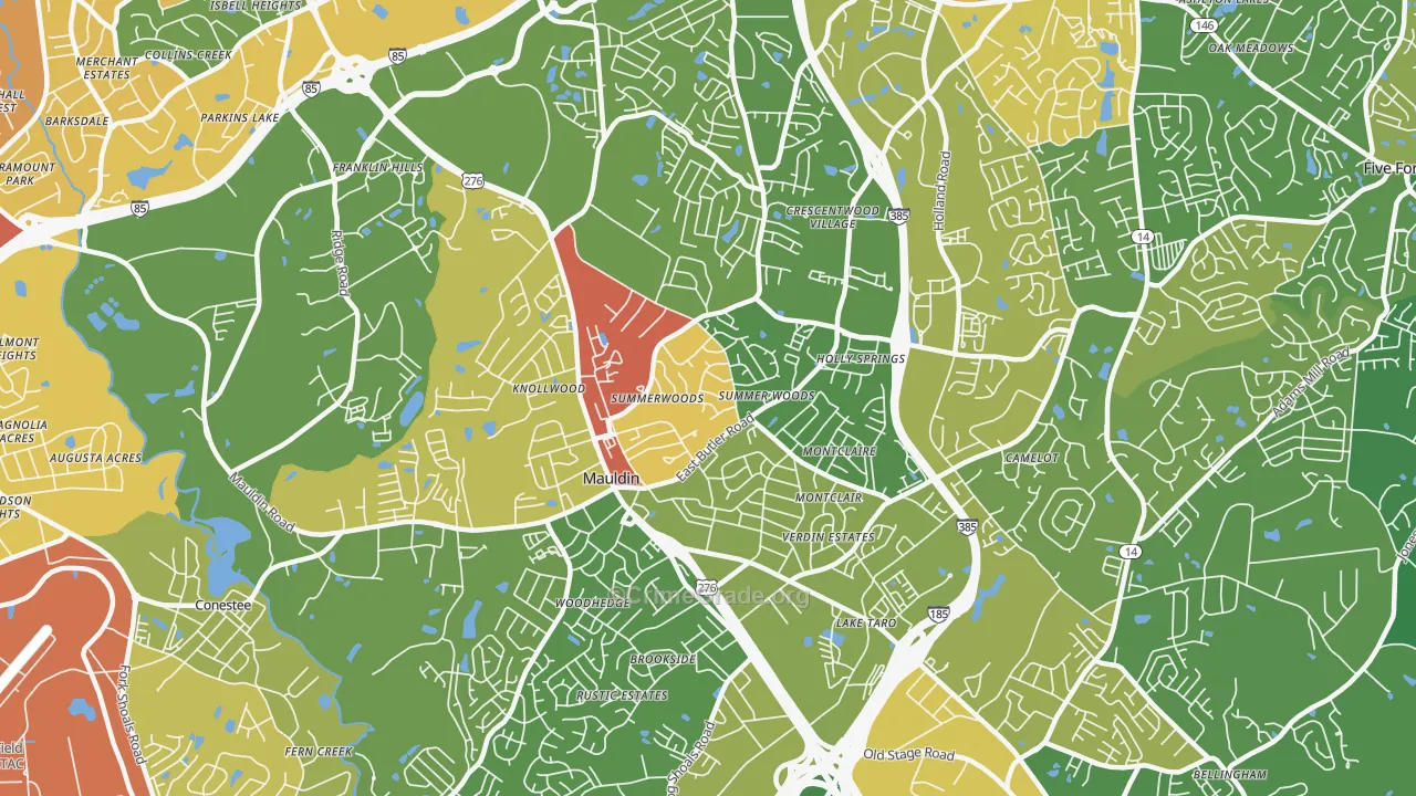 Mauldin, SC Map of Robbery Rates