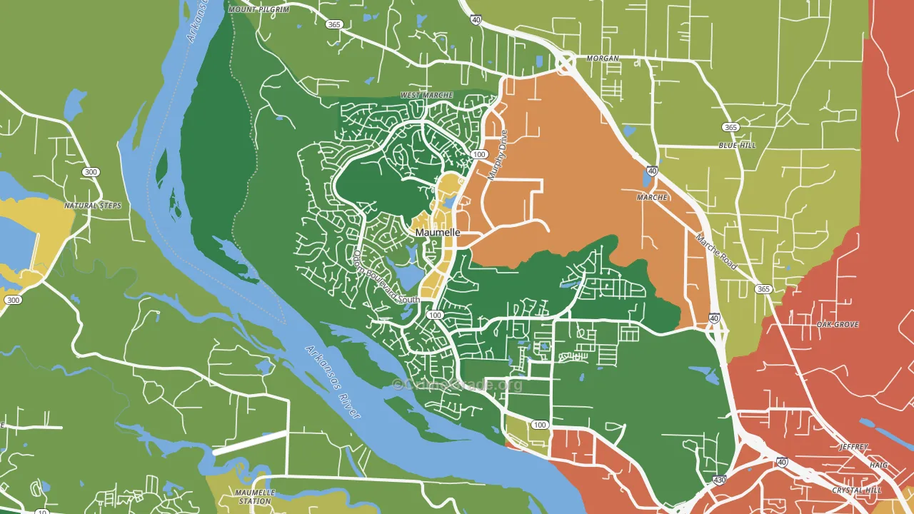 Maumelle, AR Map of Robbery Rates