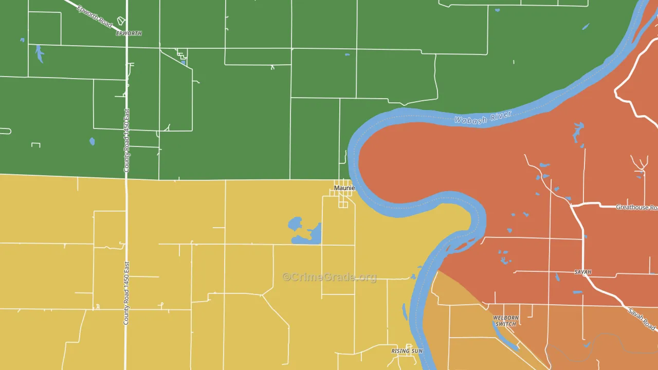 Maunie, IL Map of Robbery Rates