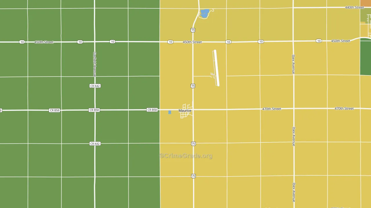 Maurice, IA Map of Robbery Rates
