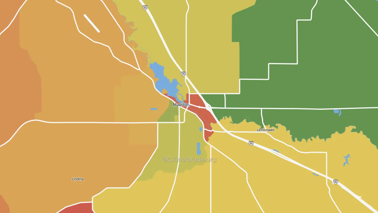 Mauston, WI Map of Robbery Rates
