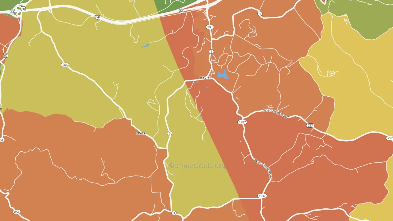 Mavity, KY Map of Robbery Rates