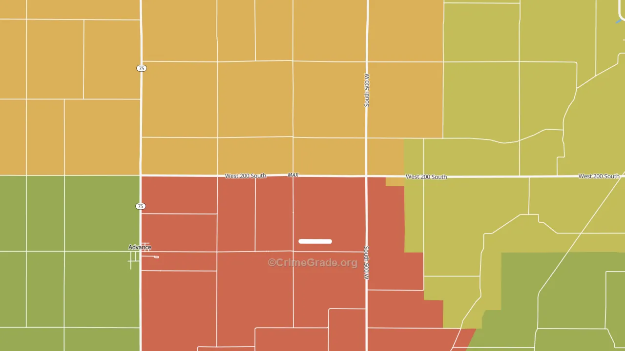 Max, IN Map of Robbery Rates