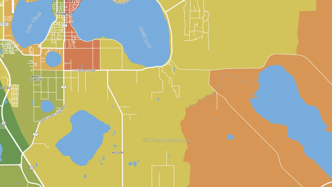 Maxcy Quarters, FL Map of Robbery Rates