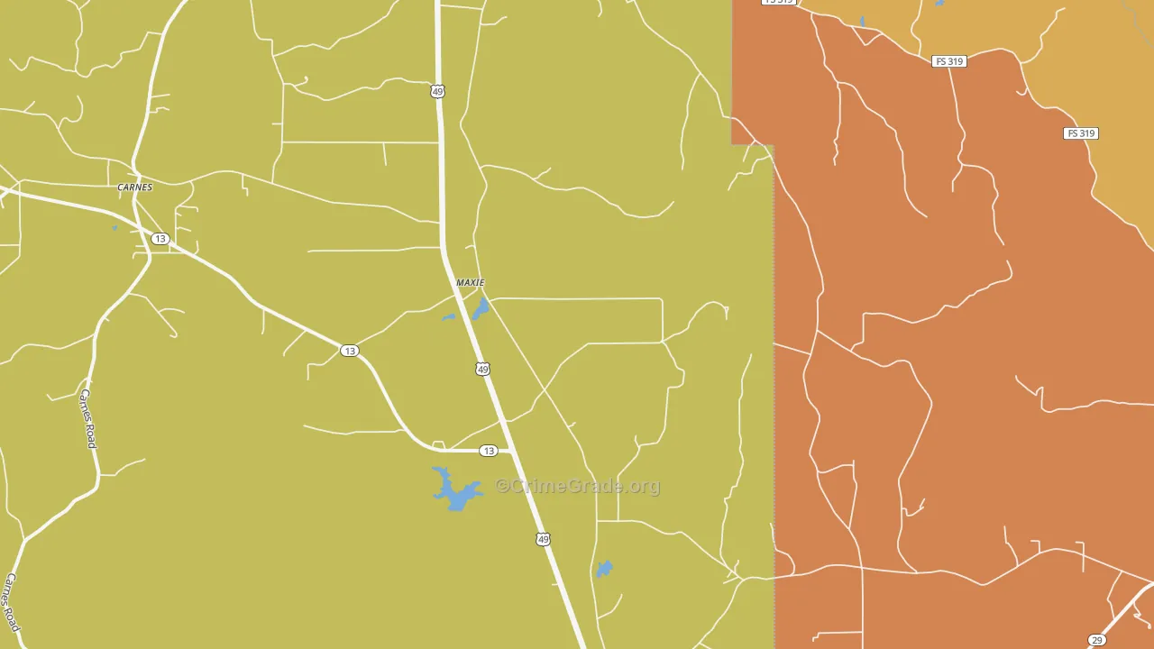 Maxie, MS Map of Robbery Rates