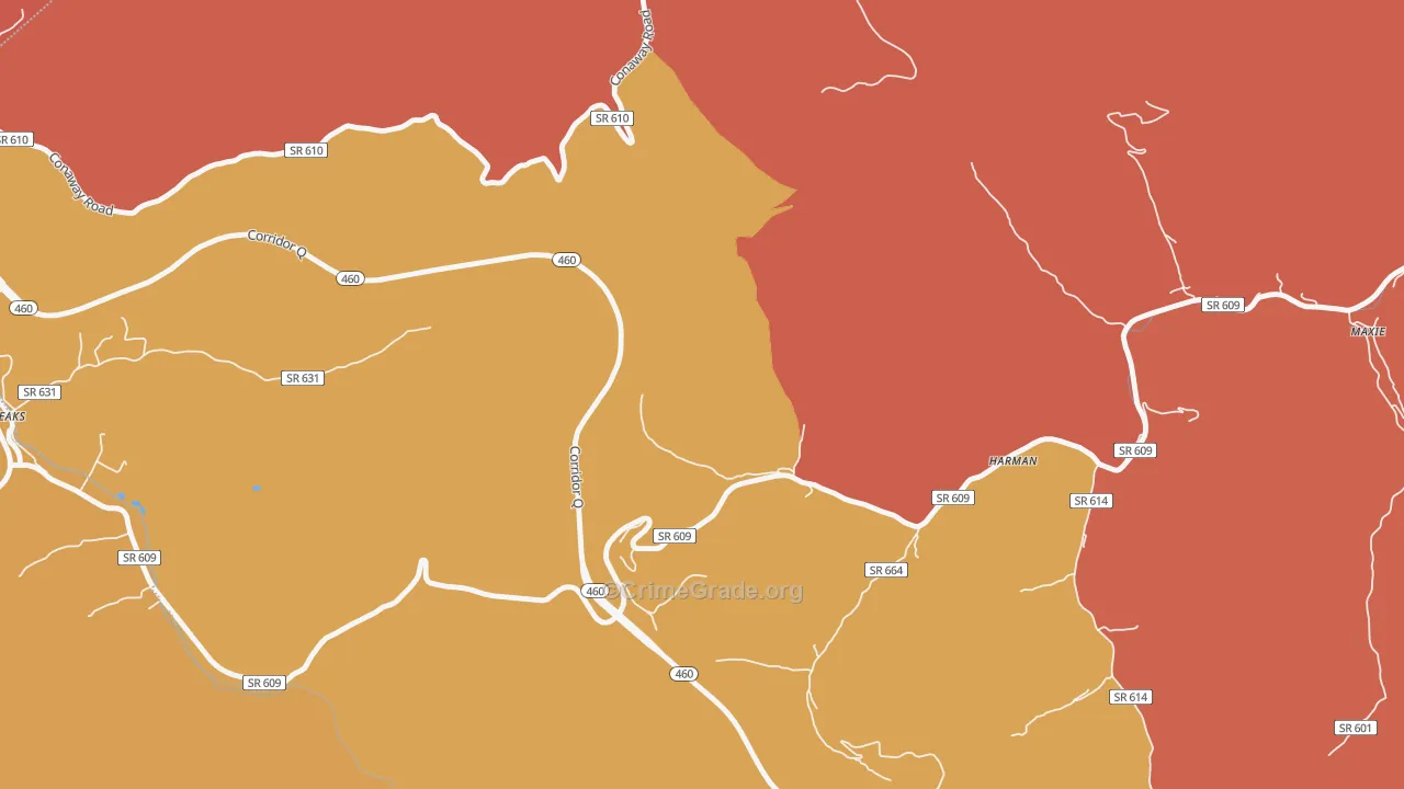 Maxie, VA Map of Robbery Rates