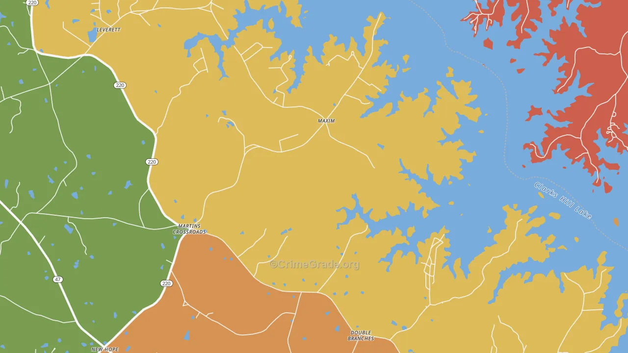 Maxim, GA Map of Robbery Rates
