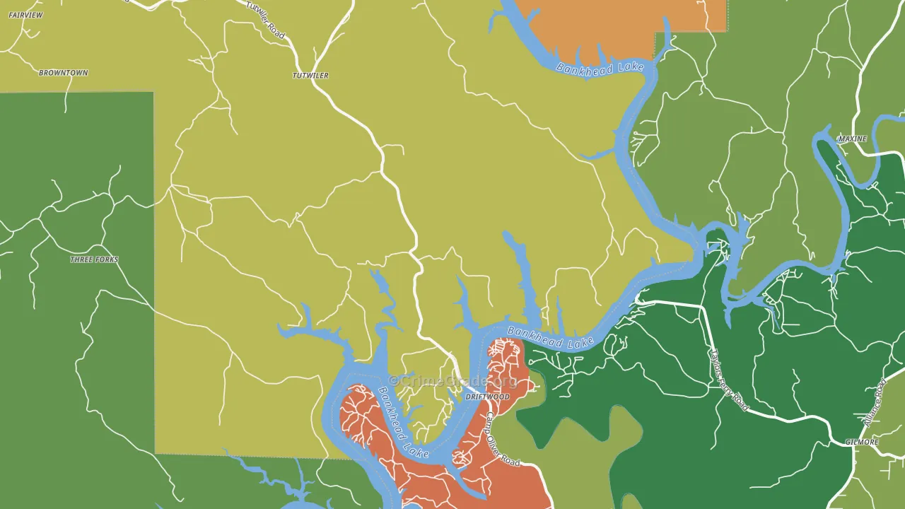 Maxine, AL Map of Robbery Rates