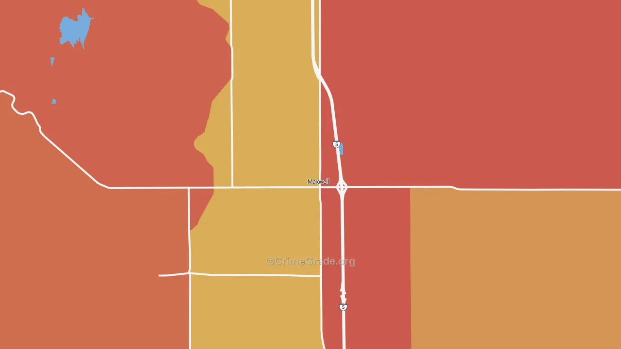 Maxwell, CA Map of Robbery Rates