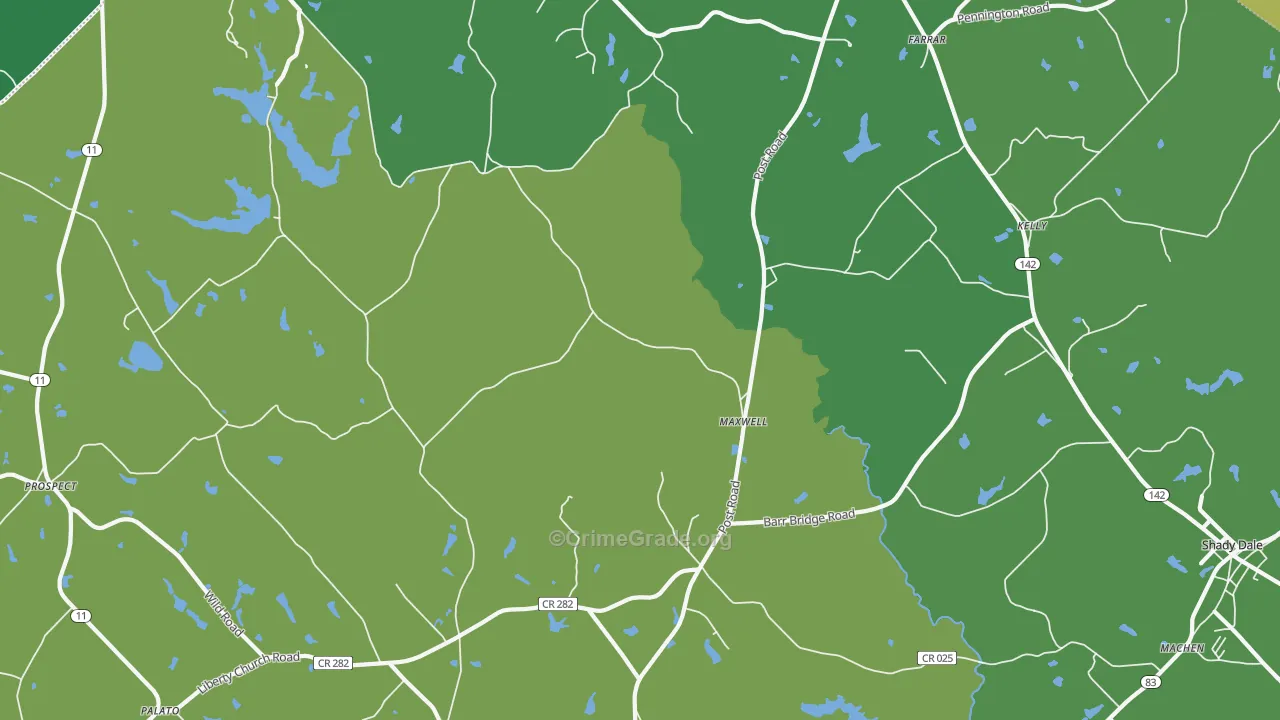 Maxwell, GA Map of Robbery Rates