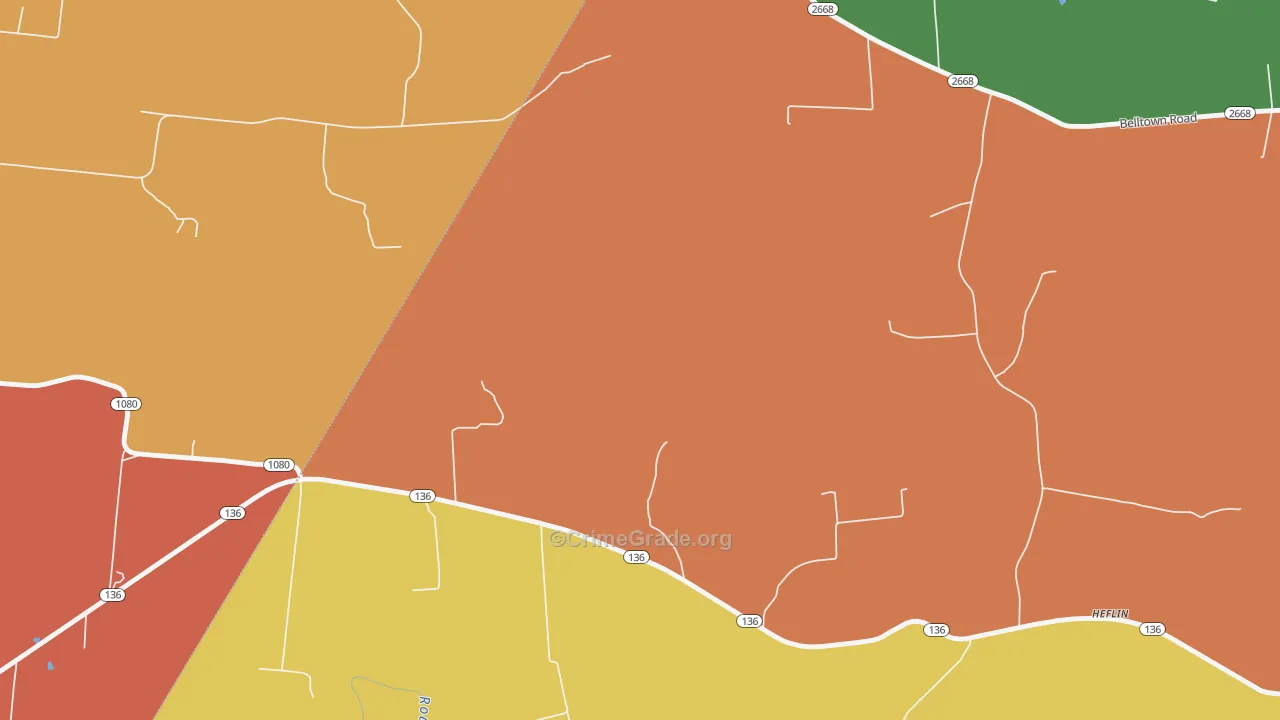 Maxwell, KY Map of Robbery Rates