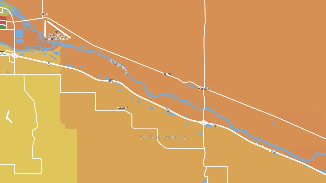 Maxwell, NE Map of Robbery Rates