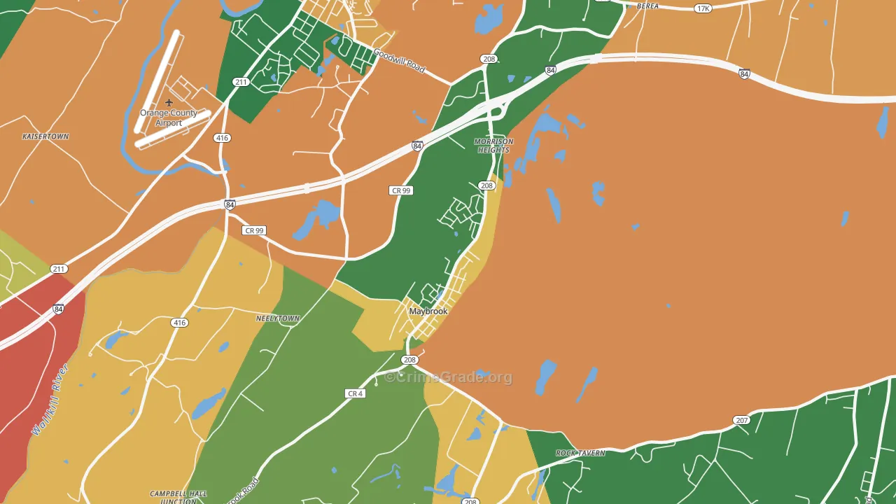 Maybrook, NY Map of Robbery Rates