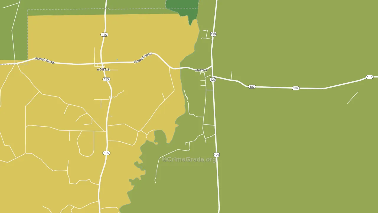 Mayday, GA Map of Robbery Rates
