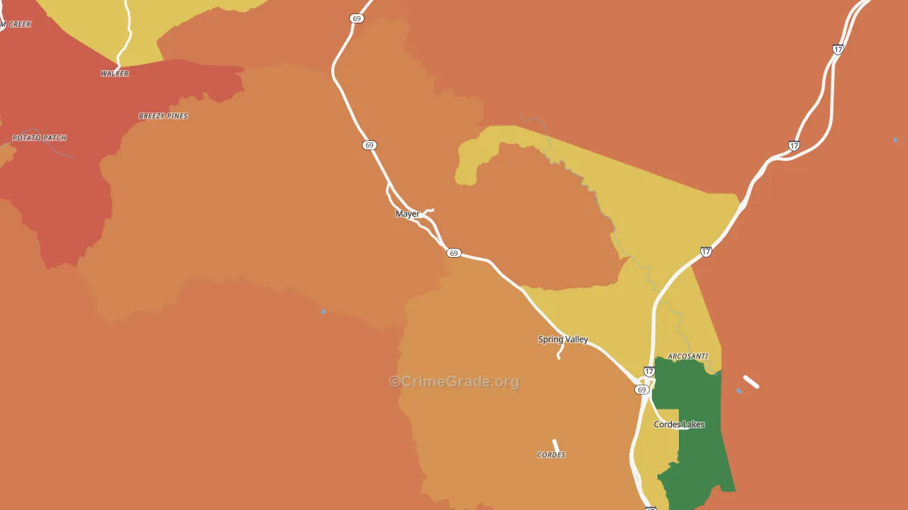 Mayer, AZ Map of Robbery Rates