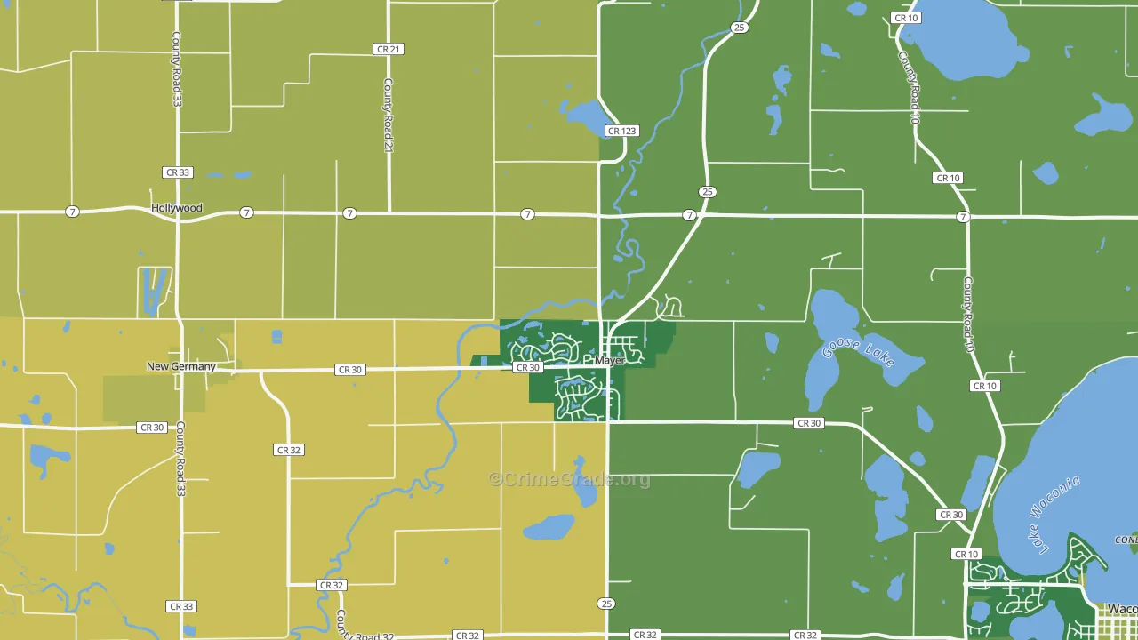 Mayer, MN Map of Robbery Rates