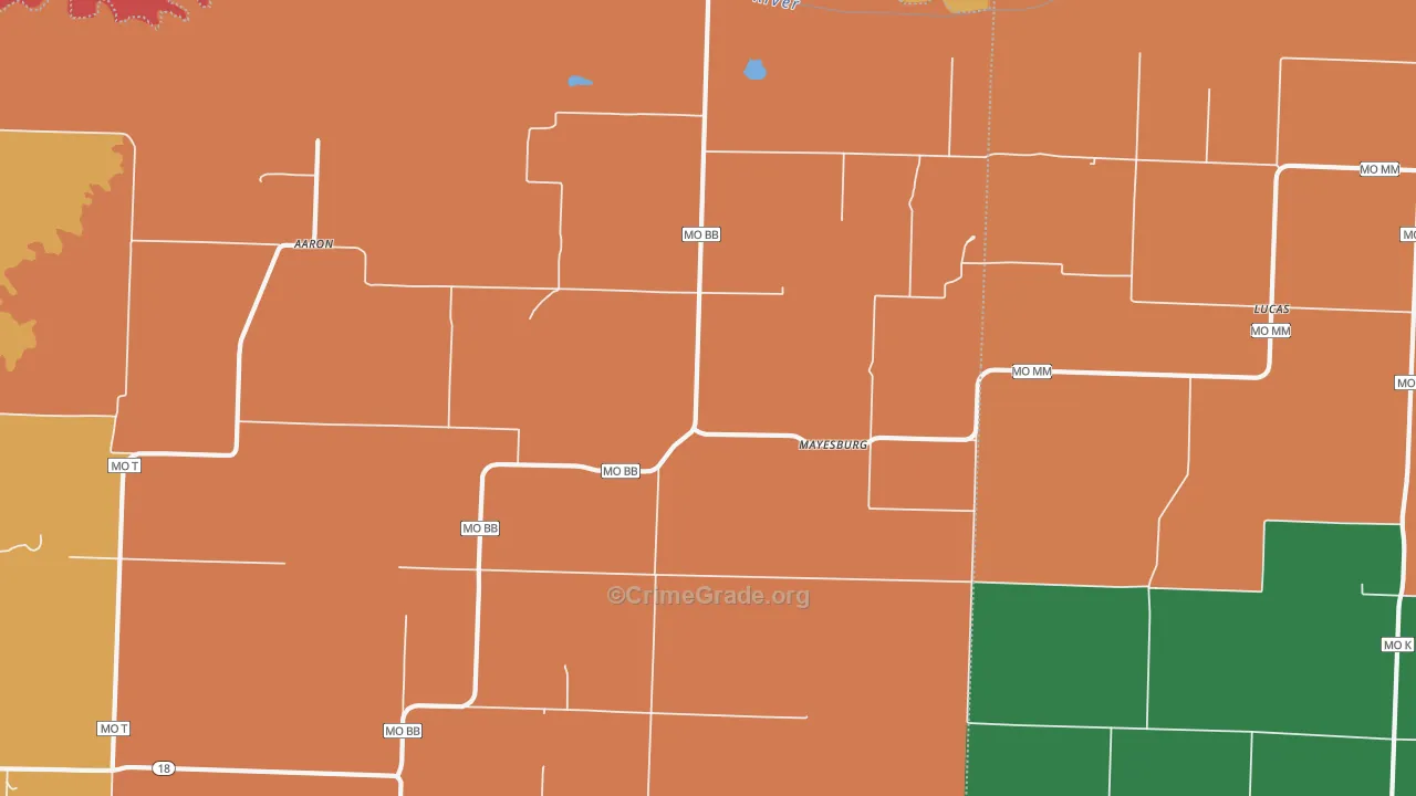 Mayesburg, MO Map of Robbery Rates