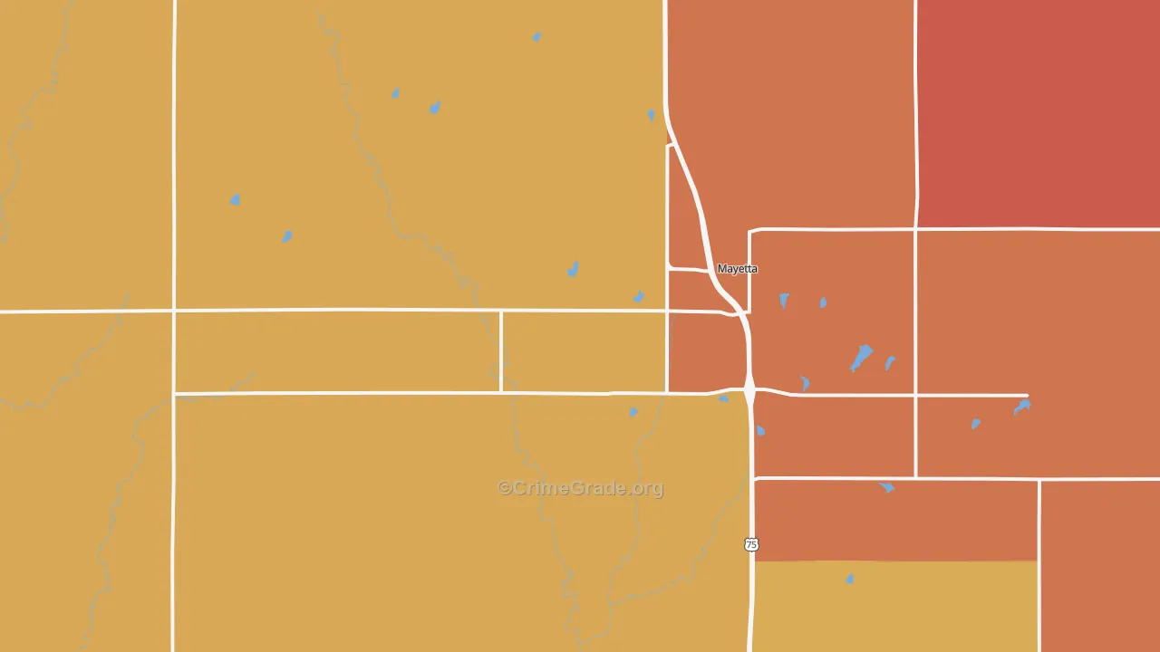 Mayetta, KS Map of Robbery Rates
