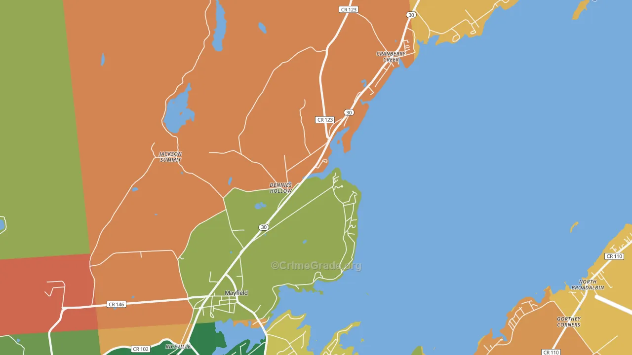 Mayfield, NY Map of Robbery Rates