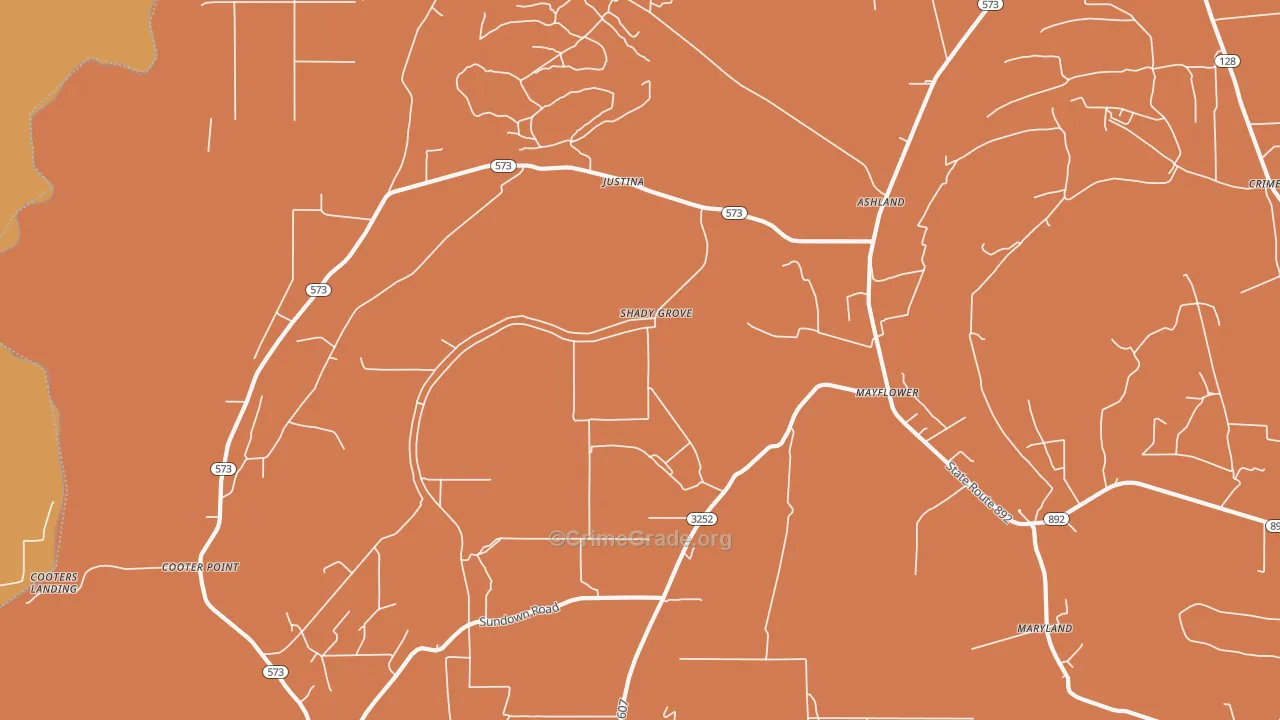 Mayflower, LA Map of Robbery Rates
