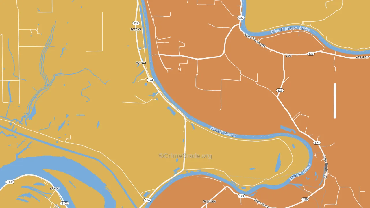 Mayna, LA Map of Robbery Rates