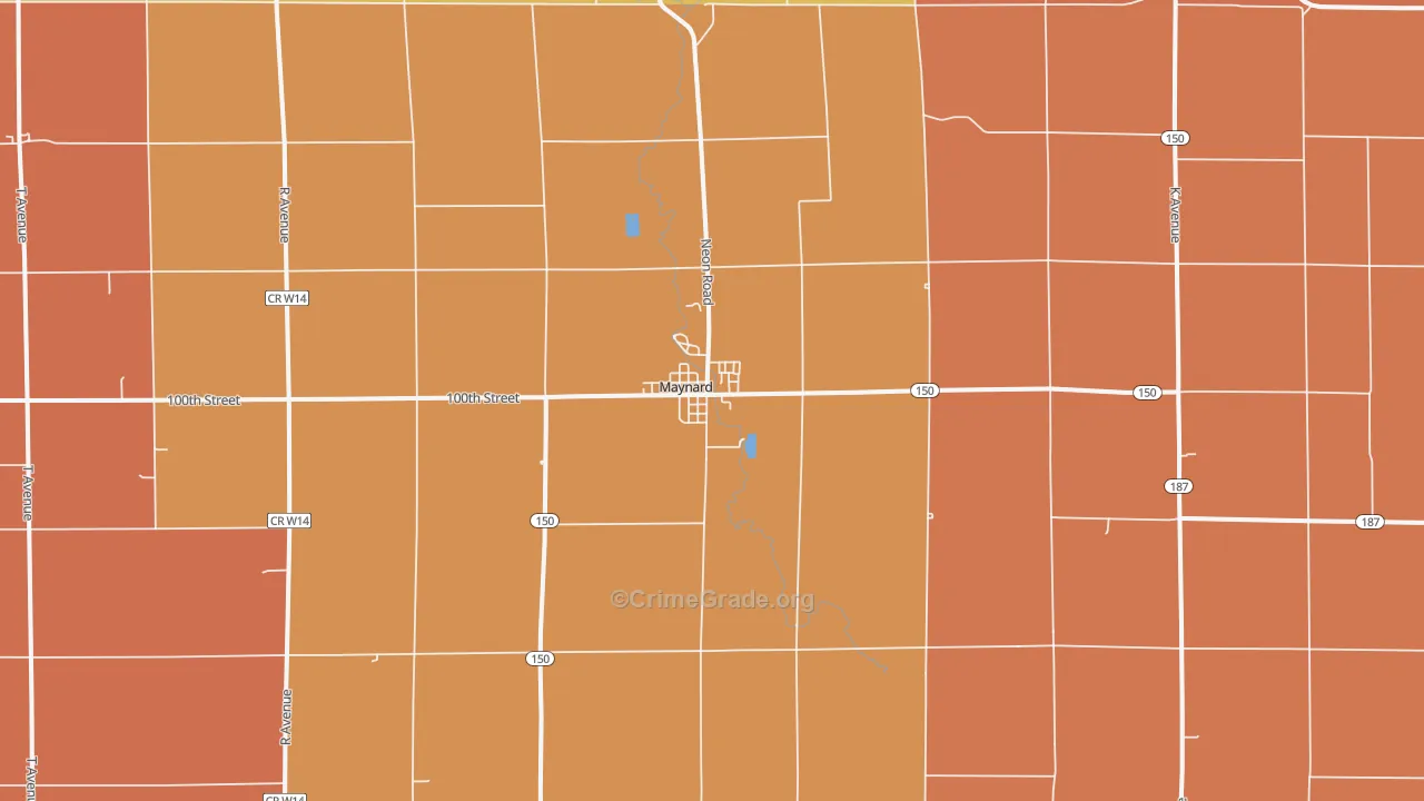 Maynard, IA Map of Robbery Rates