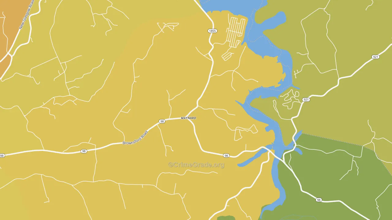 Maynard, KY Map of Robbery Rates