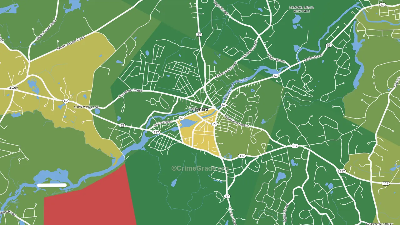 Maynard, MA Map of Robbery Rates