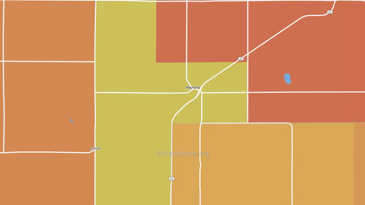 Maynard, MN Map of Robbery Rates