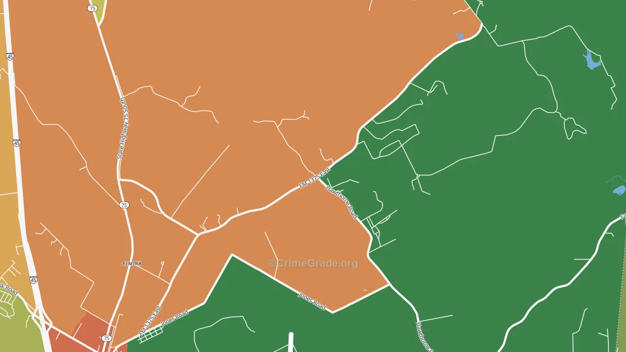 Maynard, TX Map of Robbery Rates