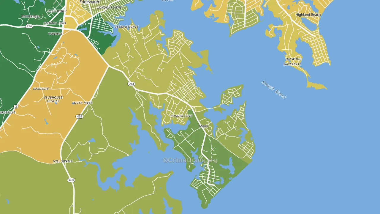 Mayo, MD Map of Robbery Rates