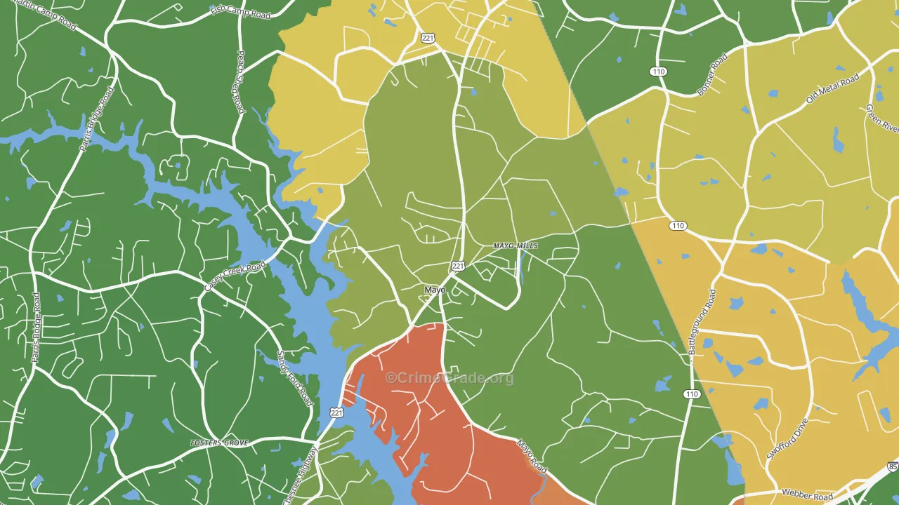 Mayo, SC Map of Robbery Rates