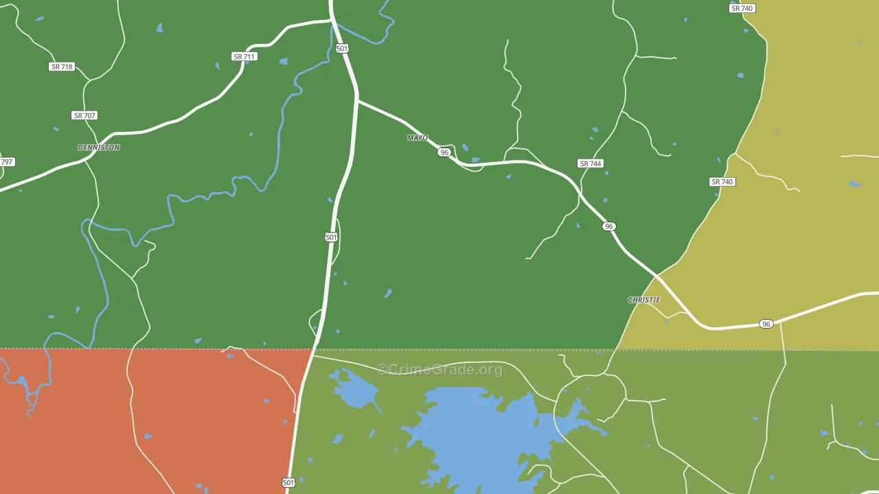 Mayo, VA Map of Robbery Rates