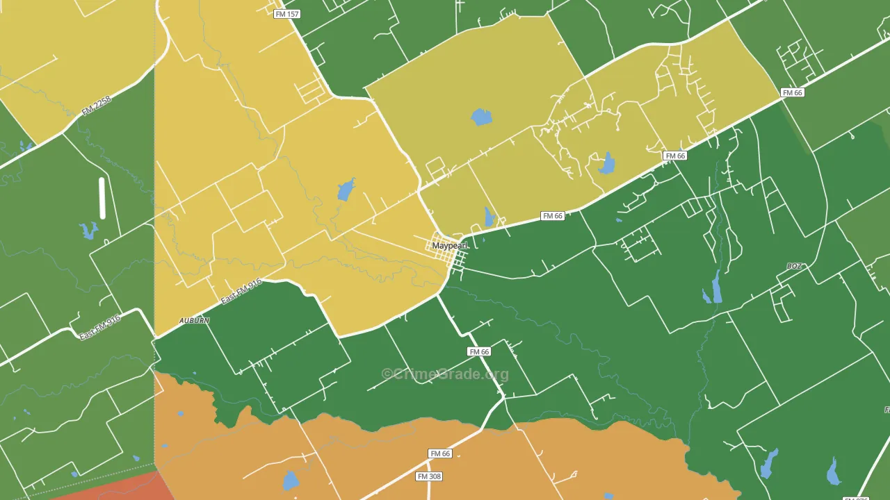 Maypearl, TX Map of Robbery Rates
