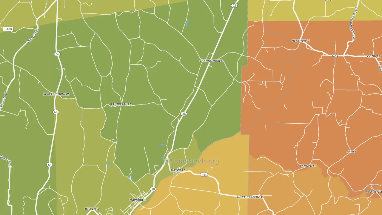 Mayport, PA Map of Robbery Rates