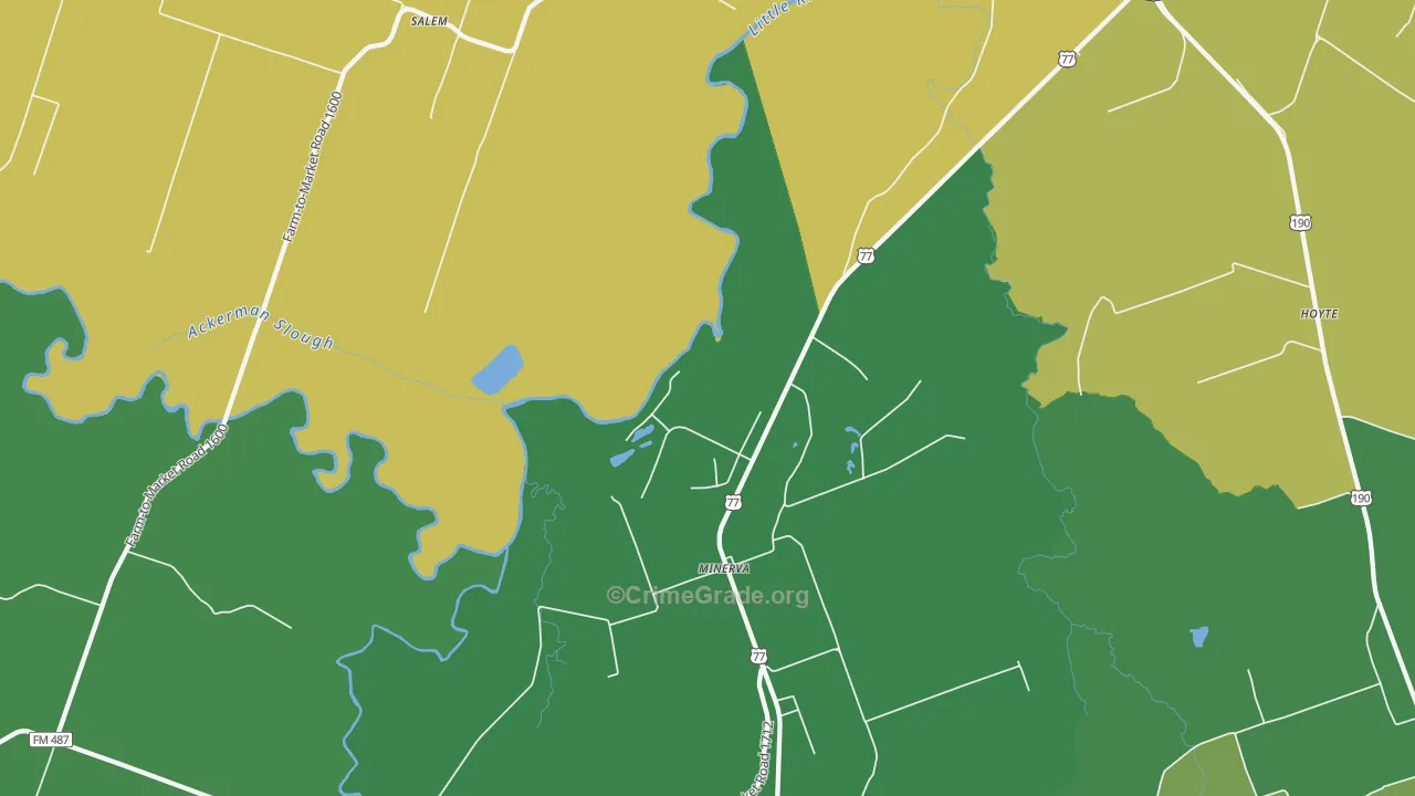 Maysfield, TX Map of Robbery Rates