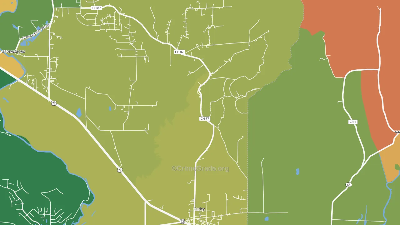 Maysville, AL Map of Robbery Rates