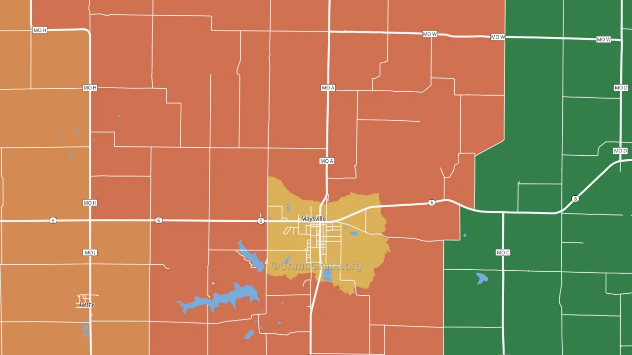 Maysville, MO Map of Robbery Rates
