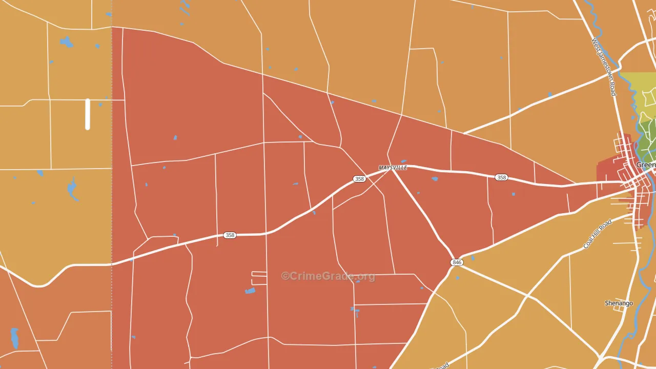 Maysville, PA Map of Robbery Rates