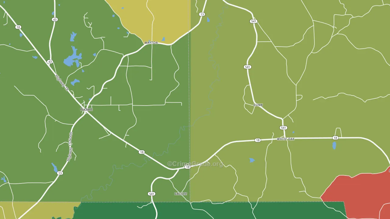 Mayton, MS Map of Robbery Rates