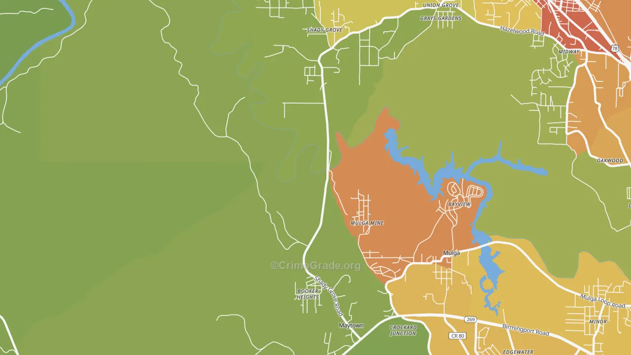 Maytown, AL Map of Robbery Rates