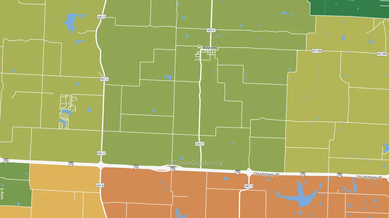 Mayview, MO Map of Robbery Rates
